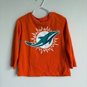 NFL Orange Long Sleeve Kids Tee with Dolphin Logo
